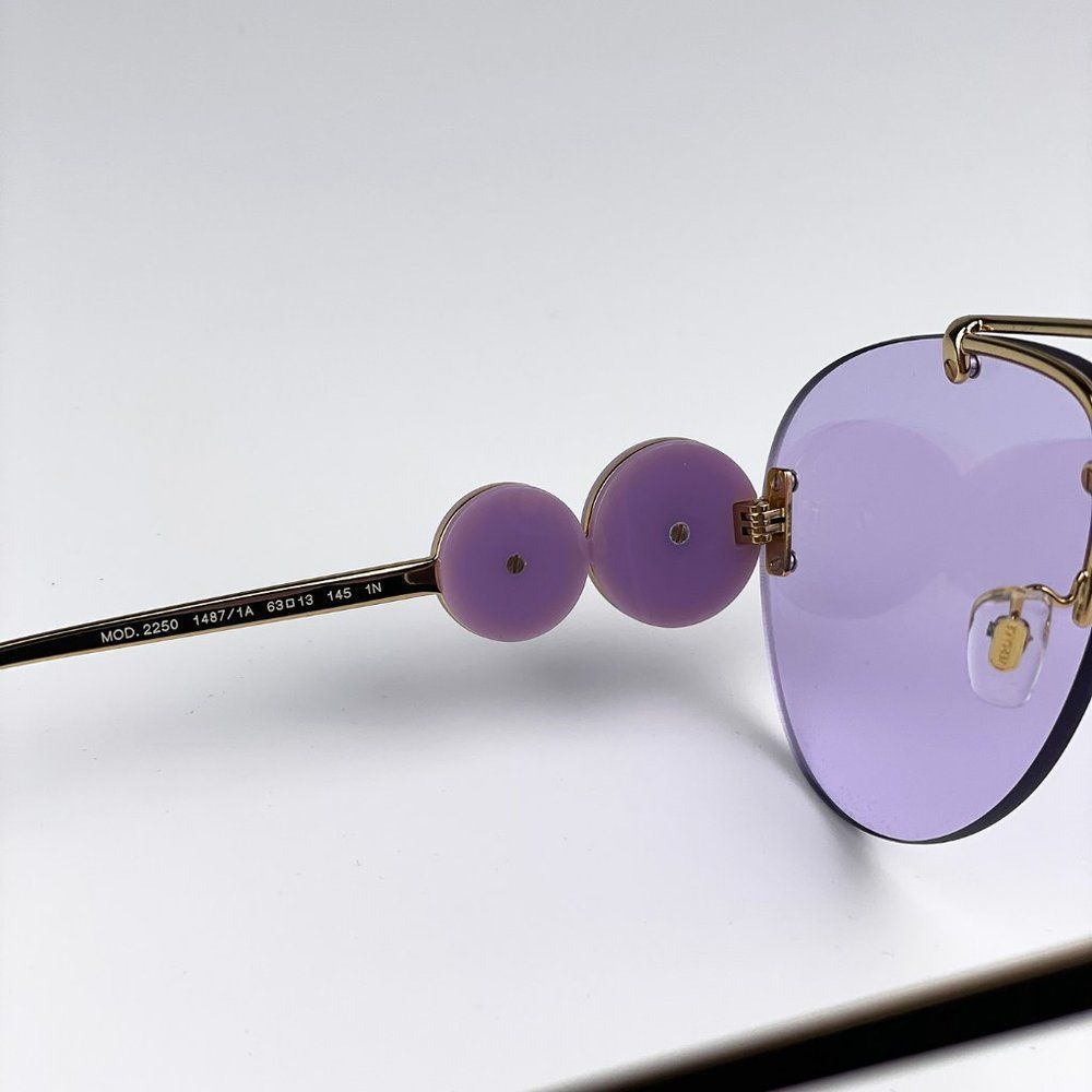 VersaceāVE2250 14871A Sunglasses Gold Light Violet Pilot Women - Picture 11 of 13